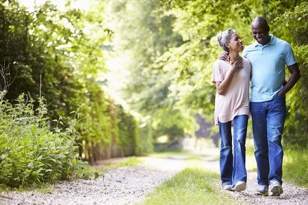 Older couple taking a walk